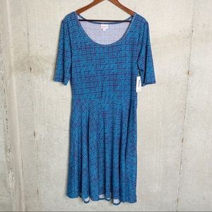 New Lularoe blue Nicole midi dress size 2x
